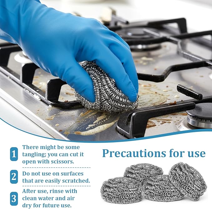 SHENLIU 100 Pieces Stainless Steel Scrubber Bulk, 15 Gram Metal Scourers Scourers Steel Wool Scrubbers for Cleaning Kitchen Bathroom Household and More