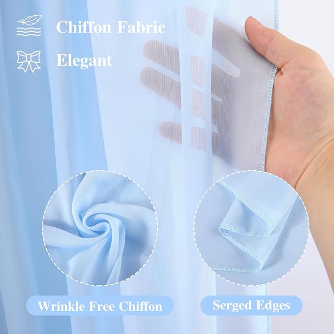 Wedding Arch Draping Fabric, 1 Panel 18FT Baby Blue Sheer Backdrop Curtain Chiffon Fabric Drapery Voile Scarf Draping Panels for Wedding Archway Ceremony Curtain Valance Party Decoration