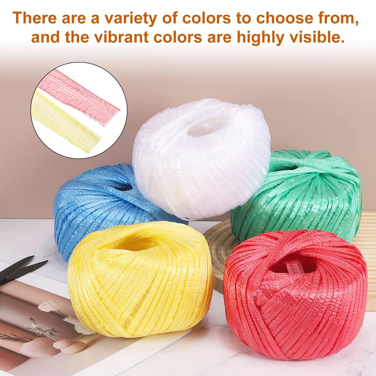 MECCANIXITY 6 Rolls Polyester Nylon Plastic Rope Twine, 80m/262ft Nylon Cord Household Bundled Polypropylene Twine Yarn for Household Gardening Tying Binding Garden Crafts, Yellow
