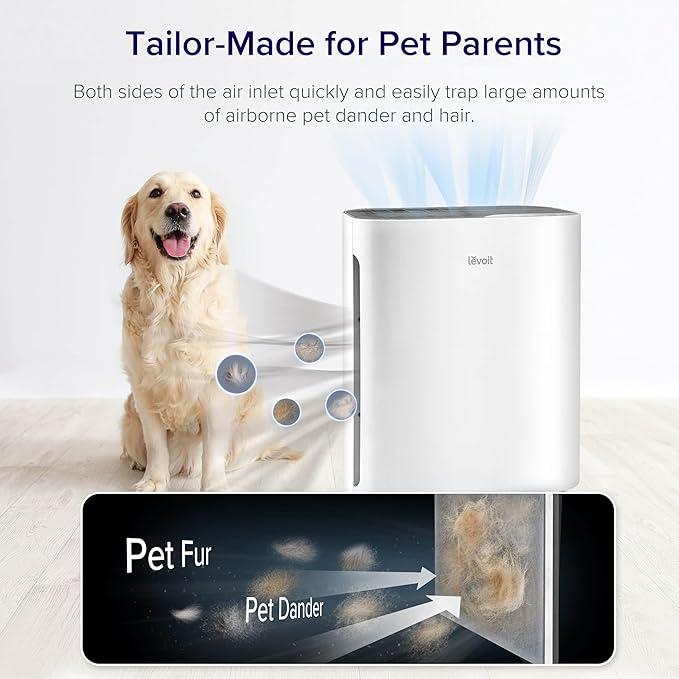 LEVOIT Air Purifier for Home Bedroom, Quiet Cleaner with Washable Pre-Filter for Allergies, Smoke, Dust, Pollen, AHAM VERIFIDE, Odor Eliminators for Large Room, Pet Hair Remover, Vital 100, White