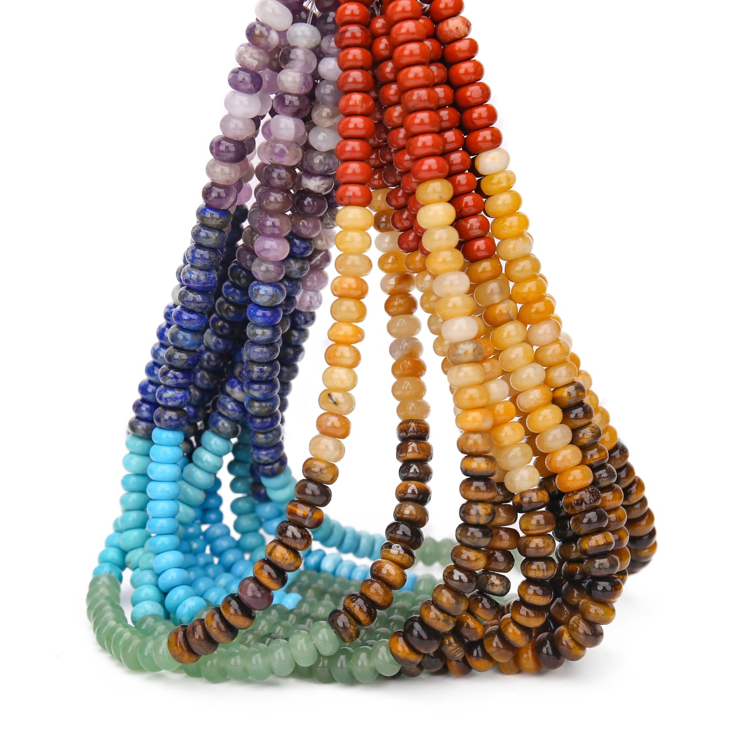 BONNY BOXX 1 Strand Natural 5 * 8mm Chakra Shade Rondelle Beads, Natural Abacus Disk Stone Beads Loose Spacer Gemstone for DIY Bracelet Necklace Jewelry Making