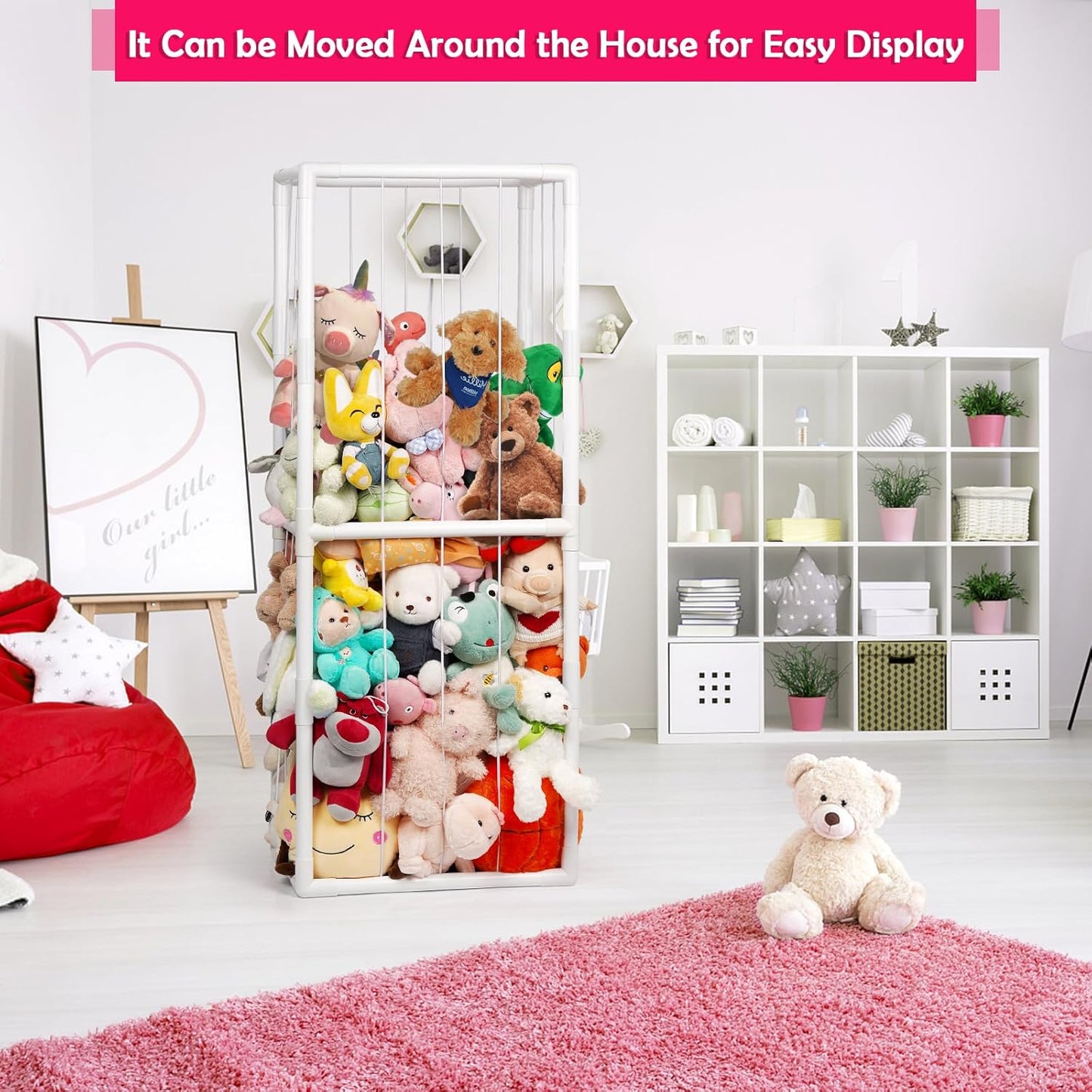 Stuffed Animal Zoo Storage Stuffed Animal Holder PVC Plush Storage Organizer Shelf with Elastic Band for Nursery Play Room Bedroom