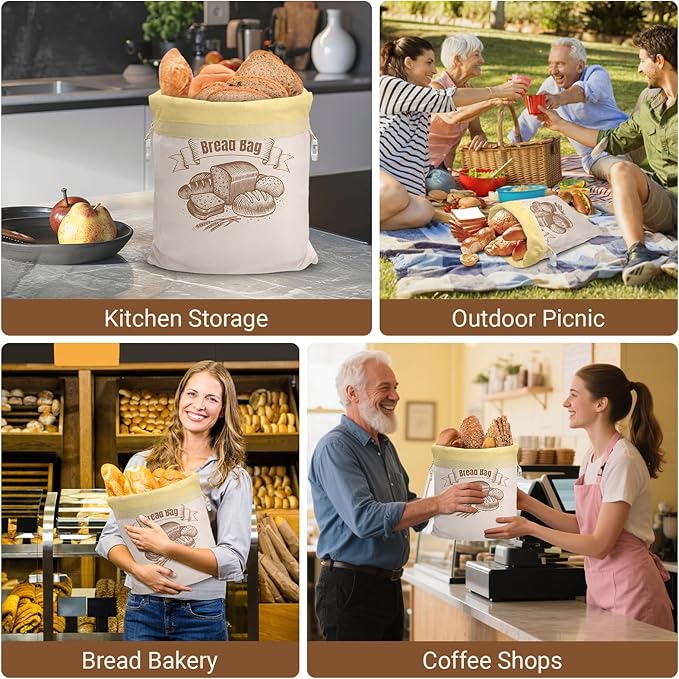 Cotton Beeswax Bread Bag Reusable Double-Lock Freezer Safe for Homemade Sourdough Bread Food Storage Gifts for Sourdough Bakers (Pattern 2 1PCS)