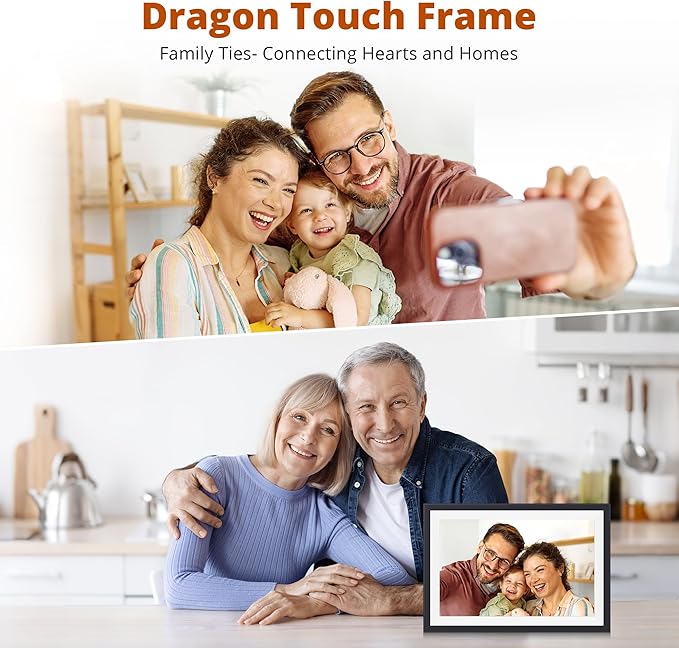 Dragon Touch 10.1'' WiFi Digital Picture Frame with Dual Swappable Snap Frames – 1280×800 HD IPS Touch Screen, Auto-Rotate, Instantly Share Photos/Videos via Free App, Gift for Birthday, Wedding, Mom