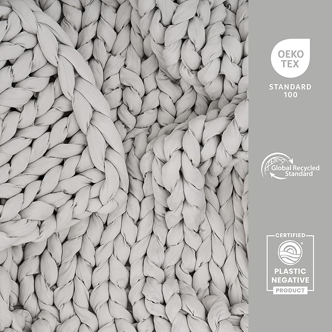 Bearaby Heavy Weight Weighted Ocean Polyfill Hugger Blanket (Moonstone Grey, 25 lbs.)