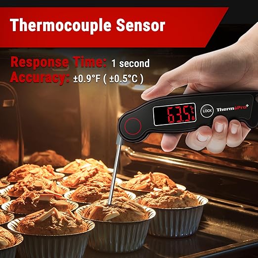ThermoPro TP19 Waterproof Digital Meat Thermometer for Grilling with Ambidextrous Backlit & Thermocouple Instant Read Kitchen Cooking Food Thermometer for Candy Water Oil BBQ Grill Smoker