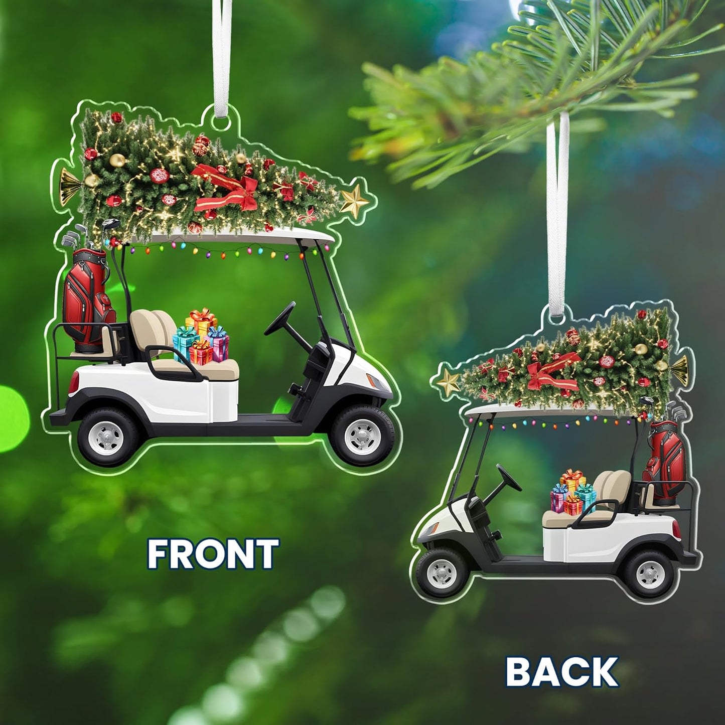 FLAGWIX Christmas Golf Gifts for Men Women - Acrylic Golf Christmas Ornaments 2025 for Tree Decorations - Golfing Gifts for Golfers Men, Sports Ornaments for Tree, Gift for Golfers Friend