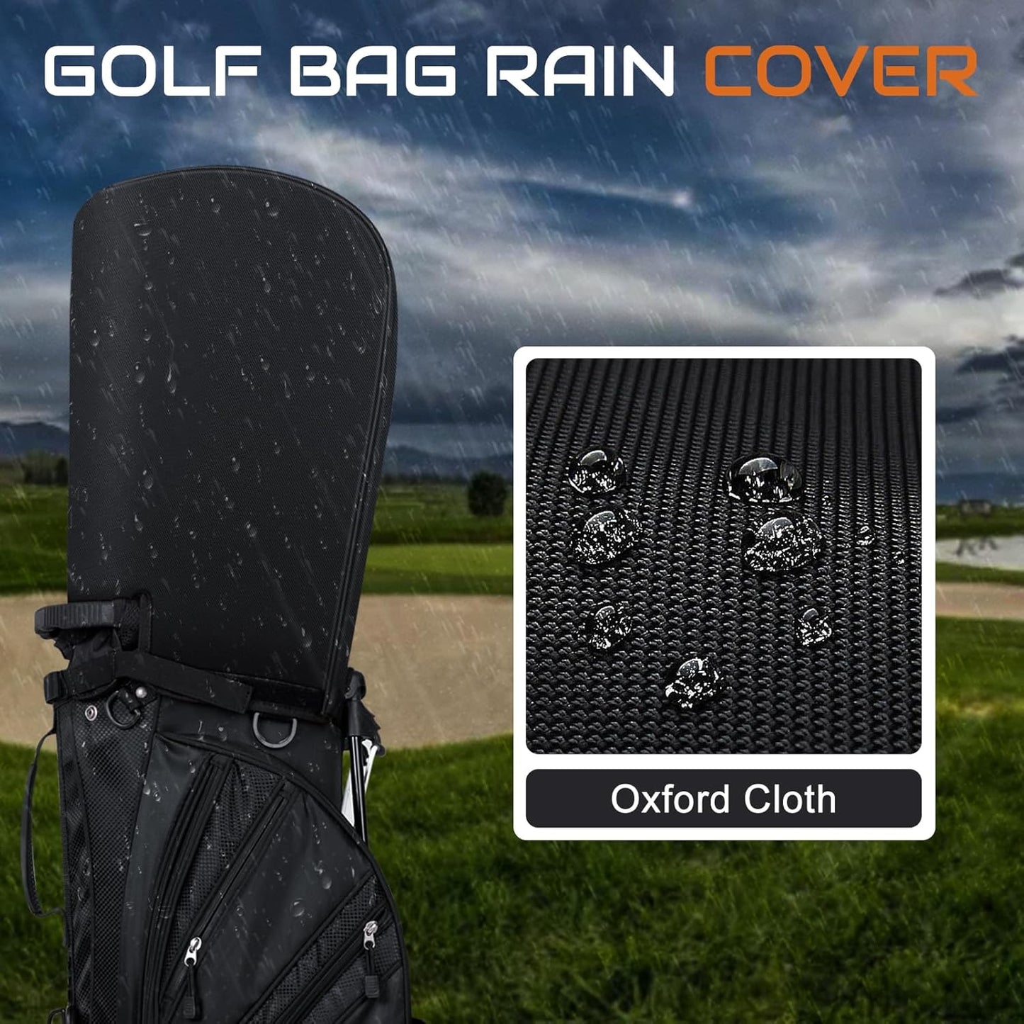 Golf Bag Rain Cover, Golf Club Protector, Waterproof Rain and Dust Covers, Easy Access Adjustable Golf Bag Rain Hood Cover,Garage Storage Canvas Rainproof