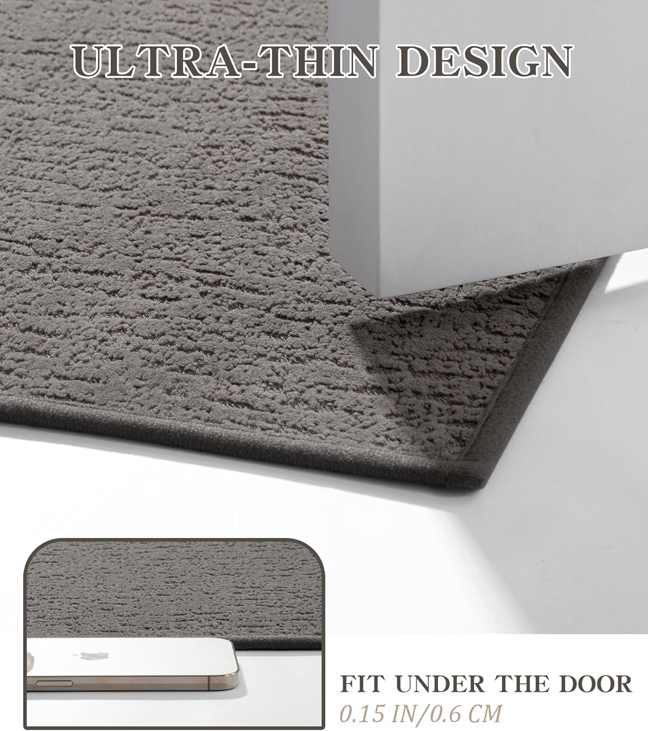 chakme Bathroom Rugs Mat 47x24, Ultra Thin Non Slip Bath Mat Quick Dry Absorbent Bath Mat for Bathroom Floor, (Dark Grey, 47"x24")