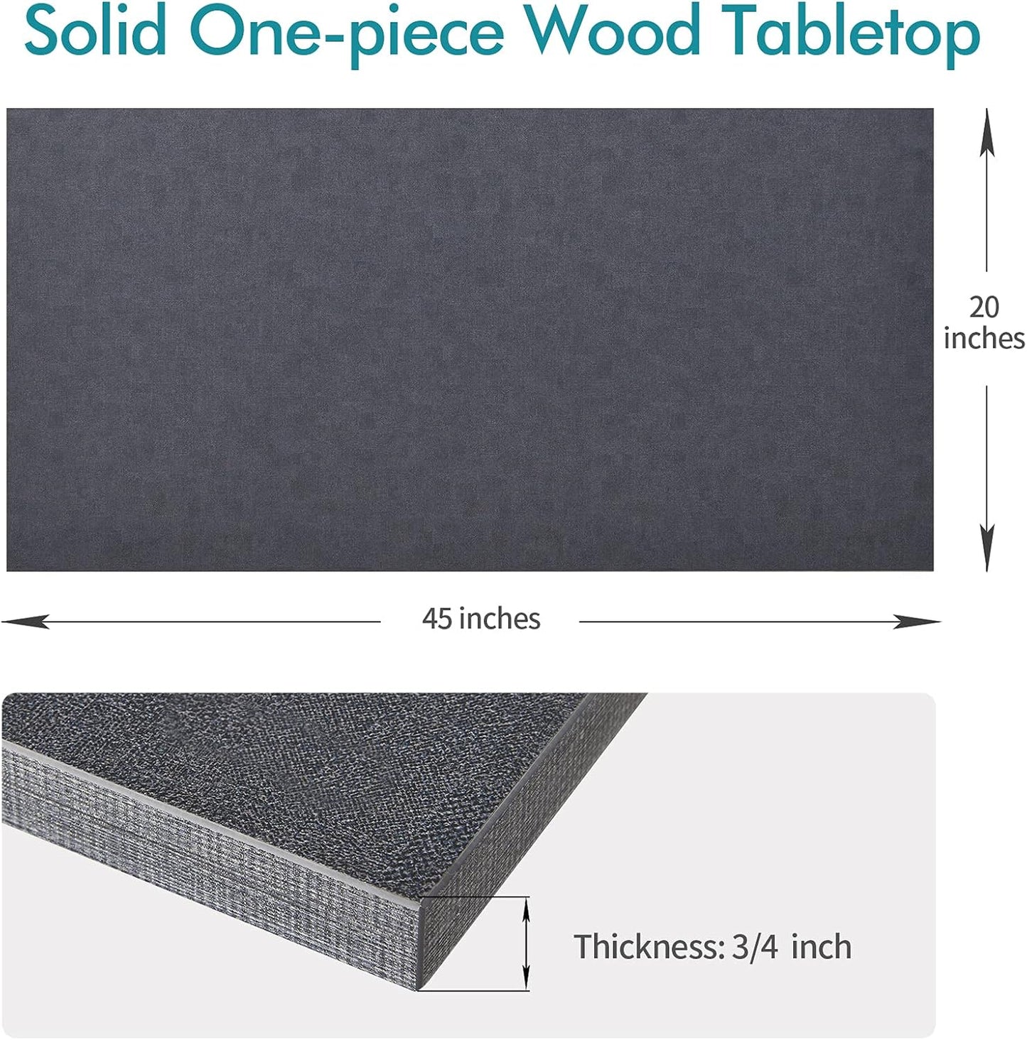 Kaboon Universal Tabletop 45"x20", Solid One-Piece Melamine Table Top, L-Desk Floating Desk DIY, Home and Office,Fabric Blue