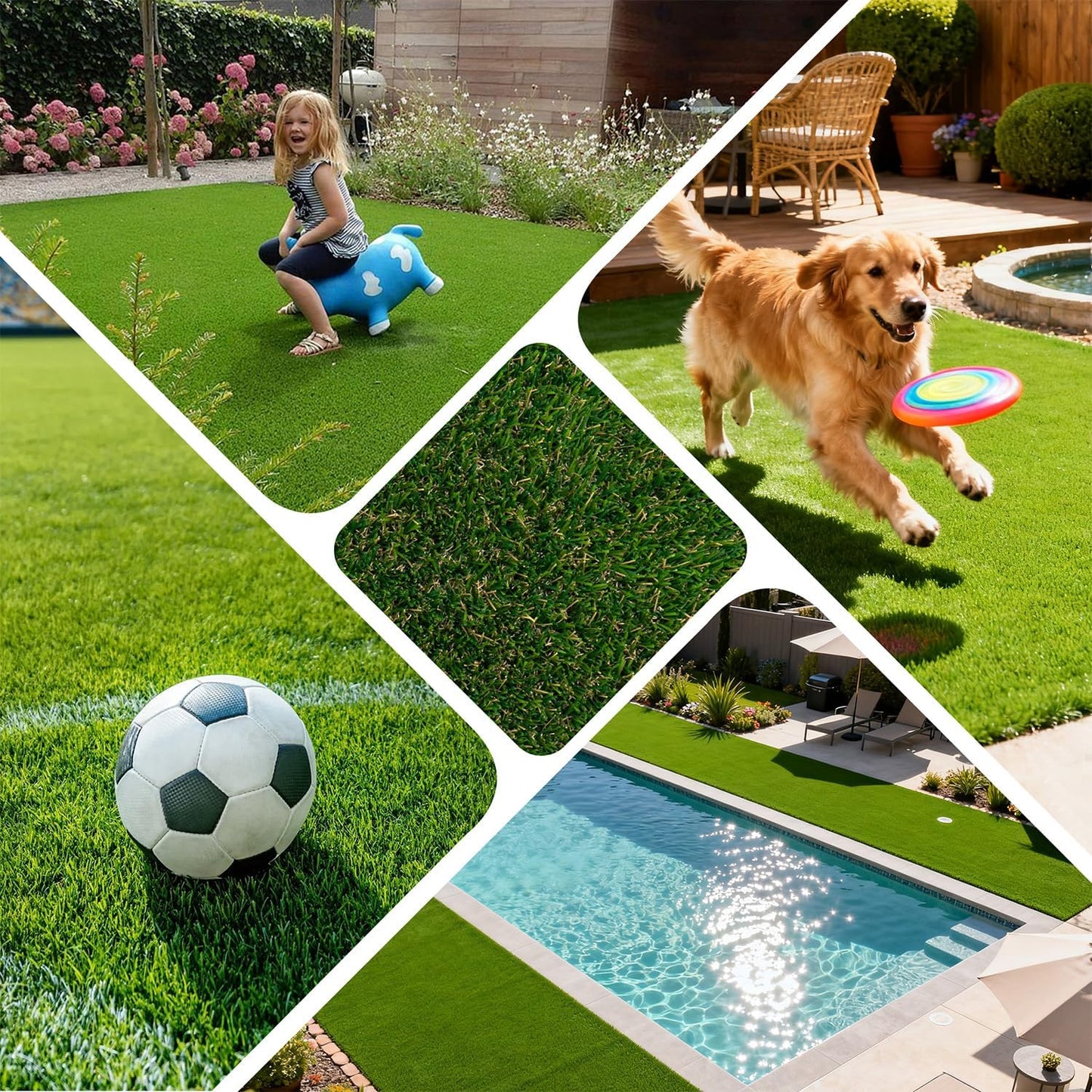 Artificial Grass Rug Outdoor Indoor,1.5 in Thick,Fake Grass Carpet Synthetic Turf Rug Realistic Turf Rug for Garden,Balcony,Patio with Drainage Holes (5FTX8FT)