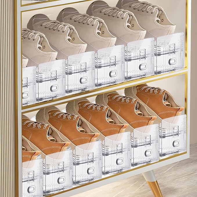 Shoe Slots Organizer for Closet,8PACK Shoe Stacker Shoes Rack Organizer for Closet Space Saver Storage Shoe Holder Organization(Transparent)