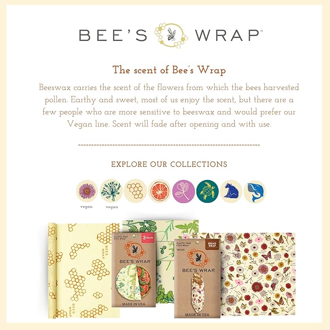 Bee's Wrap Beeswax Wraps for Food - Cut to Size 14x52" Wax Paper Roll - Made in USA Reusable Waxed Paper & Bowl Covers - Organic & Eco-Friendly Alternative to Aluminum Foil & Plastic Wrap, Ocean