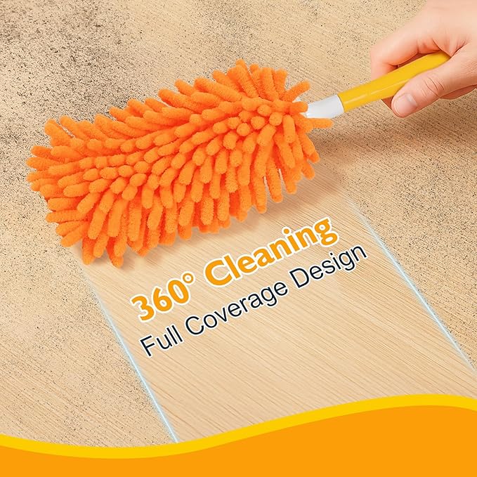 MAVRIZ Reusable Dusters - 1 Handle & 8 Washable Duster Refills, Eco-Friendly Alternative to Swiffer Dusters (Not Compatible), 360° Dust Cleaner for Home, Furniture, Ceiling Fans, Cobwebs