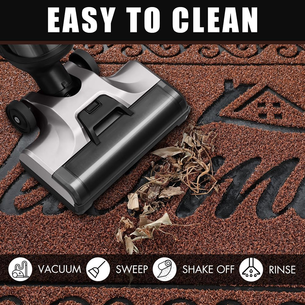 Yimobra Welcome Mat, Heavy Duty Sturdy Door Mats for Home Entrance Outdoor Indoor, Front Doormat for Outside Patio Floor Entry Porch Garage Office, Waterproof, Low Profile, 47 x 24, Maroon