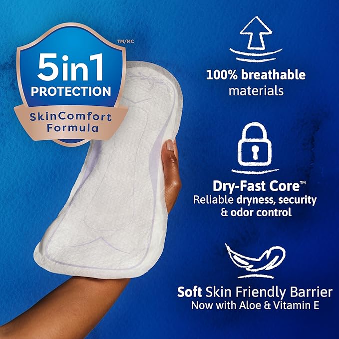 TENA Sensitive Care Incontinence Pads, Bladder Control, Postpartum for Women, Overnight Absorbency, Extra Coverage, 84 Count
