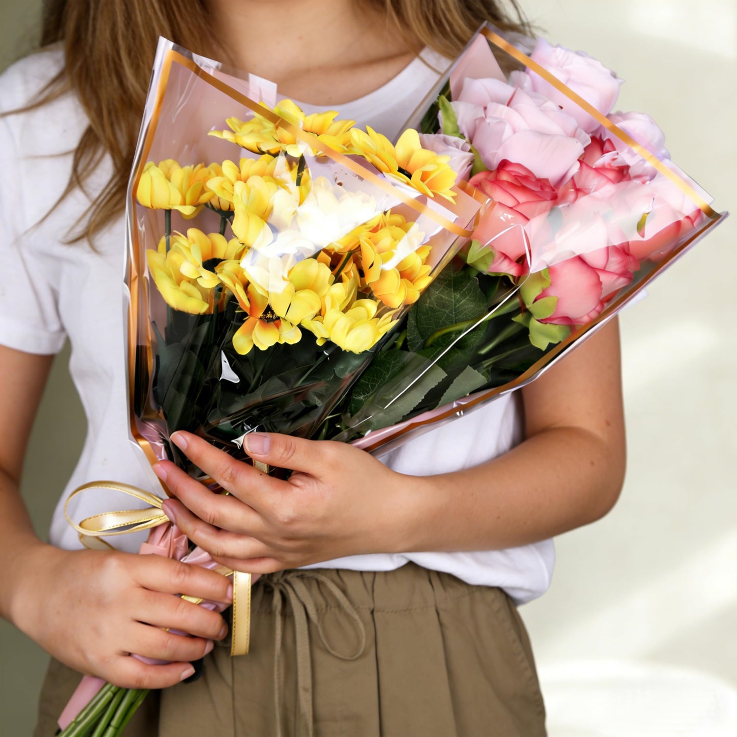 JLXWQXSE 150 PCS Flower Bouquet Bags, 17x 11 Inch Plastic Floral Wraps Sleeves for Bouquets, Flower Packaging Bags for Florist Supplies Flower Bar Wedding Birthday Mother’s Day