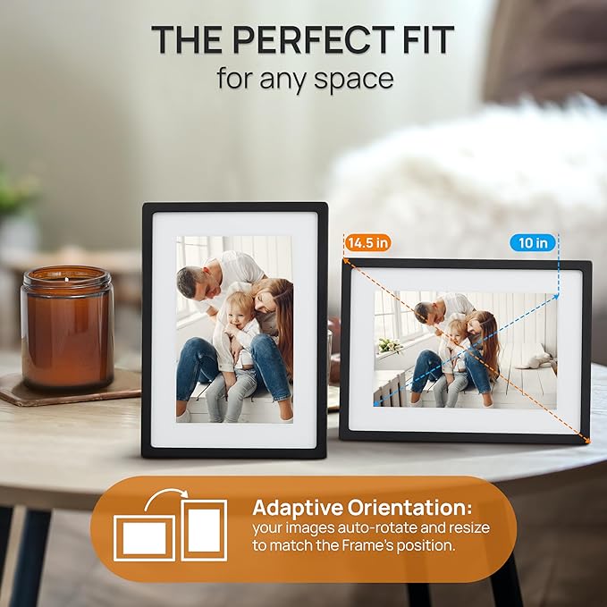 Skylight Digital Picture Frame - WiFi Enabled with Load from Phone Capability, Touch Screen Digital Photo Frame Display - Customizable Gift for Friends and Family - 10 Inch Gold
