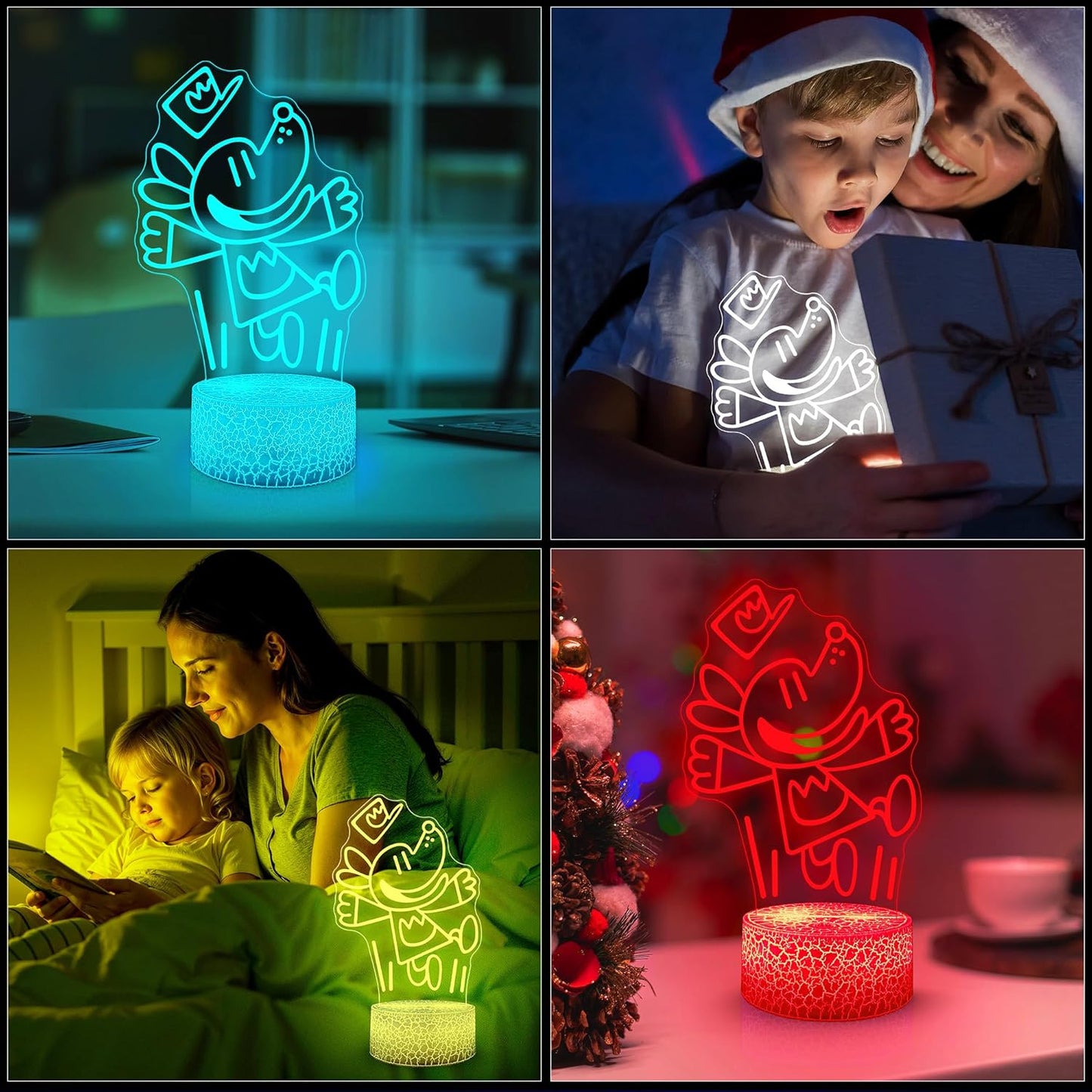 Officially Licensed Dog Man Night Light - Dog Man LED Glow Light with Removable 7 Colors Base, Kids Bedroom Decor Lamp, Night Light for Kids, Christmas Birthday Gifts for Boys & Girls