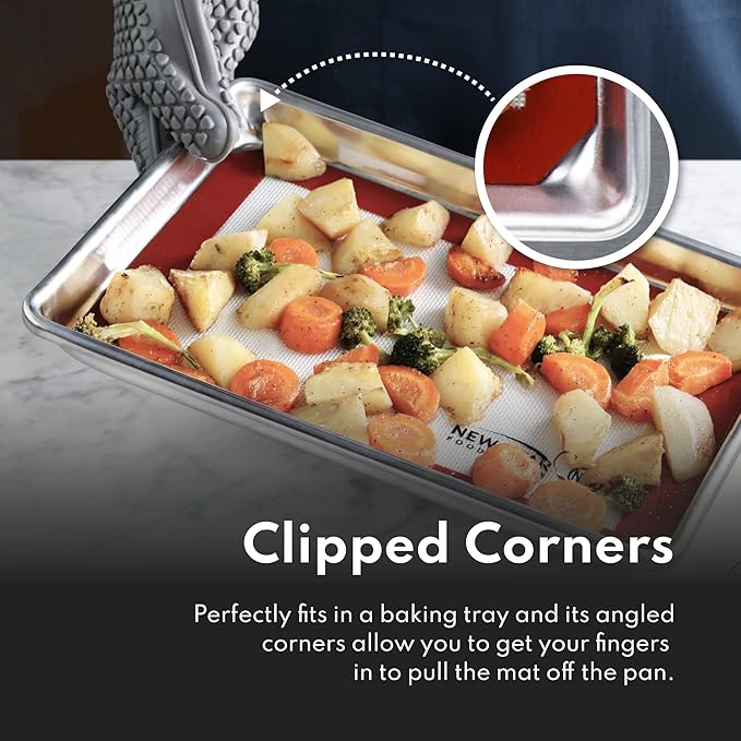New Star Foodservice Commercial 18-Gauge Aluminum Sheet Pan and Silicone Baking Mat Set, 15 x 21 inch (Two-Thirds Size)
