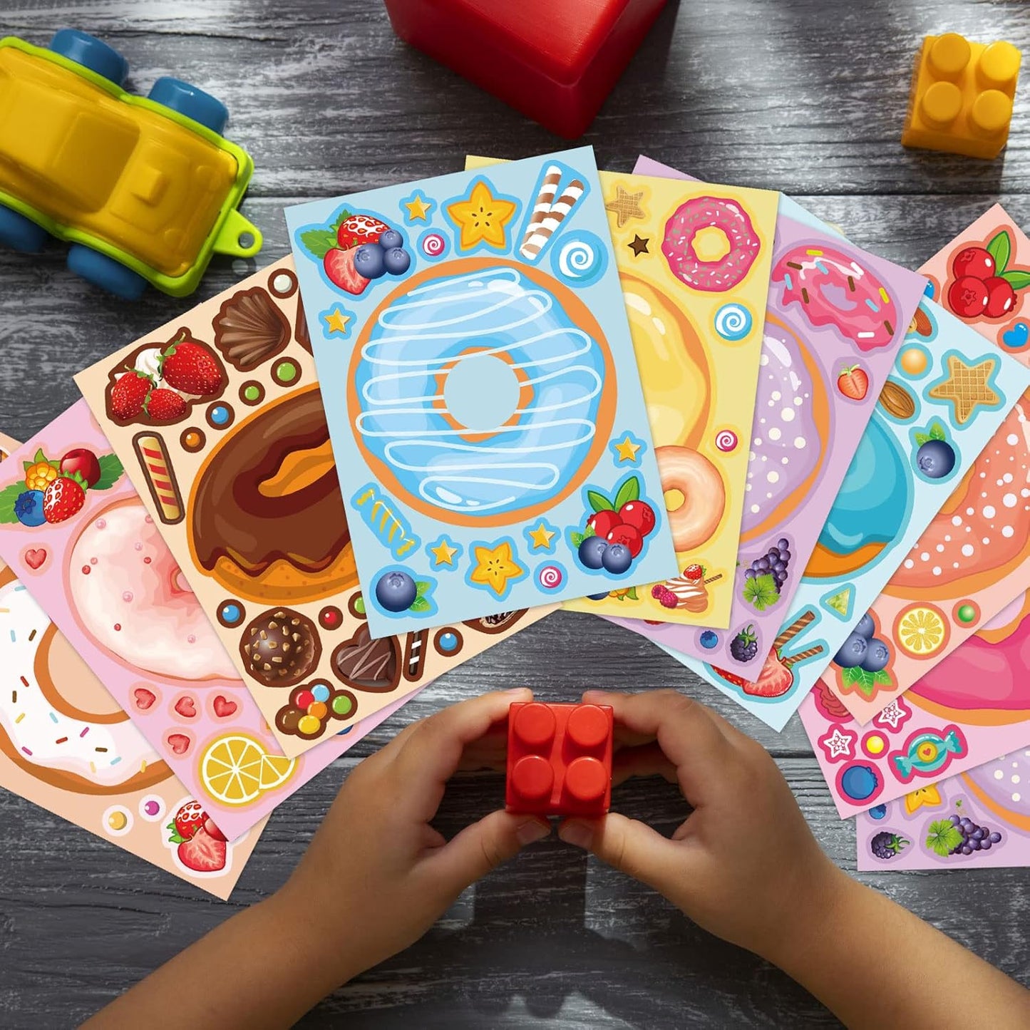 27 Sheets Make a Face Donut Stickers for Kids Make Your Own Dessert Stickers Mix and Match Sweets and Treats Fruit, Donut Themed Birthday Gifts DIY Art Crafts Party Favors Supplies Decorations