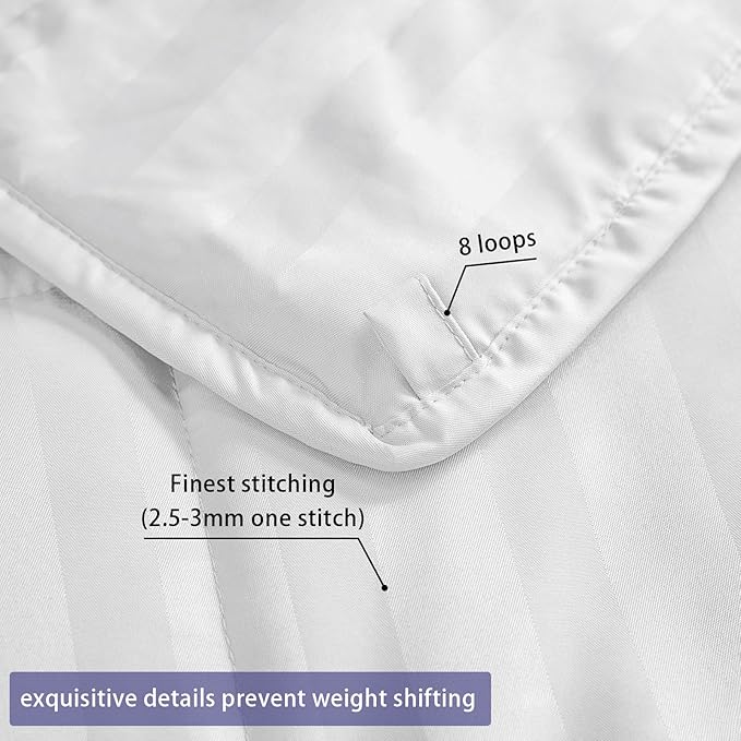 King Size Weighted Blanket for Adults (20 lbs, 80” x 87”, Snowy Stripes) Heavy Blanket for Sleeping Perfect for 190-210 lbs, Breathable Blanket for Adults & Couple All Season, Machine Washable