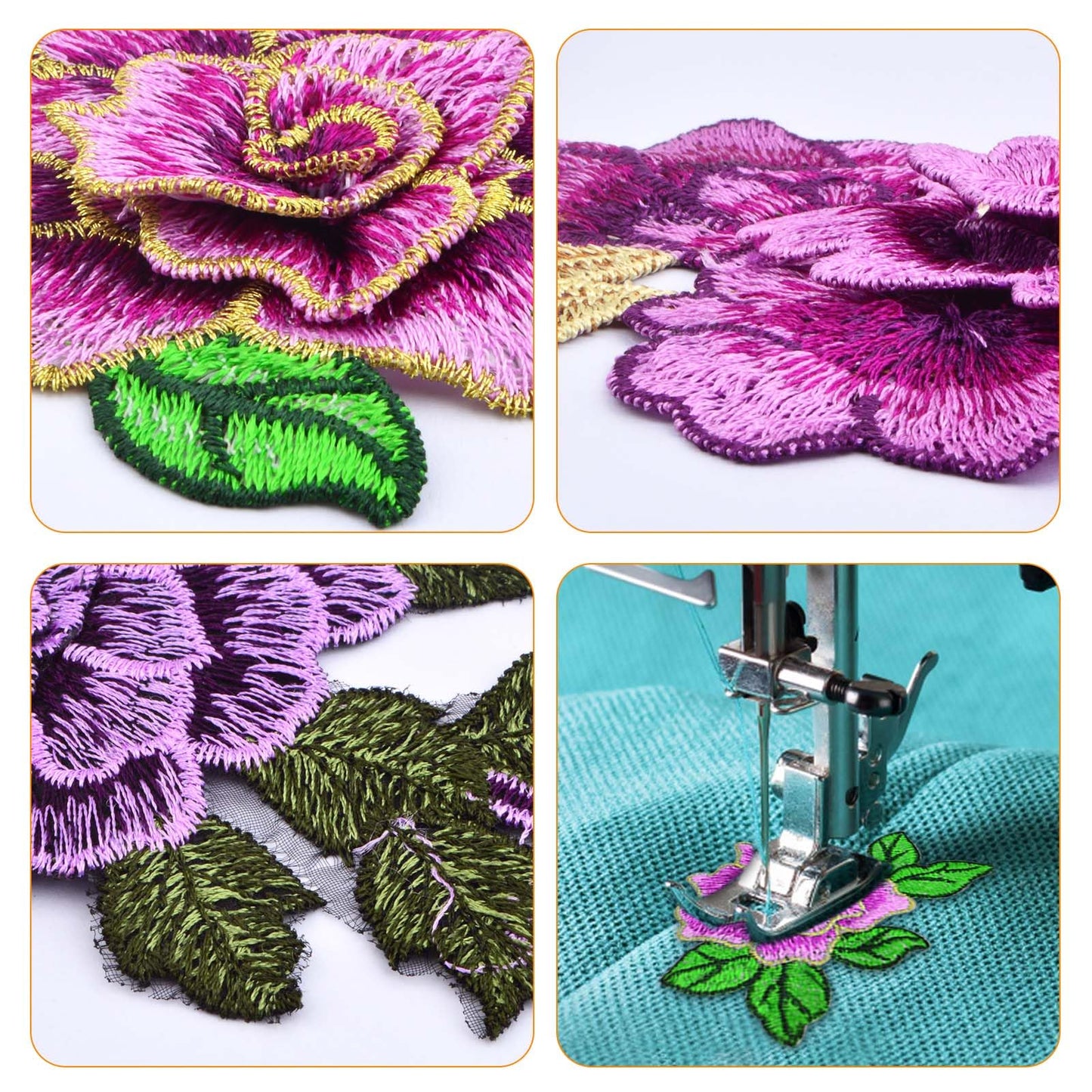 10pcs(5 Pairs) Sew On Embroidered Flower Patches Purple Flower Embroidery Appliques Clothing Accessories for DIY Jeans Dress Hat Bag Clothes Sewing Crafts, 5 Styles
