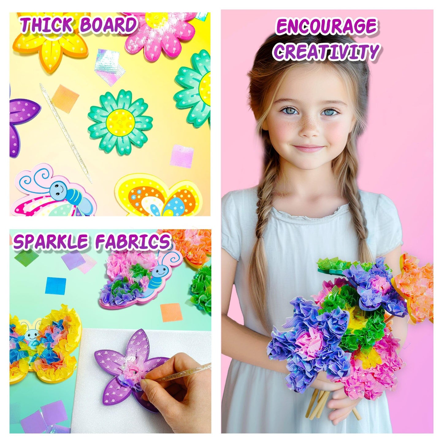 AGENTLAN Art & Craft Activity, Poke Fun Flower Bouquet Craft Kit, Fun & Easy Art Kits for Kids, DIY Garden Kids Activities, Gifts for Girls and Boys 3 4 5 6 7 8 9