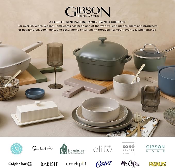 Gibson Soho Lounge Square Reactive Glaze Dinnerware Set, Grey - 97558.16RM, Service for 4 (16pcs)