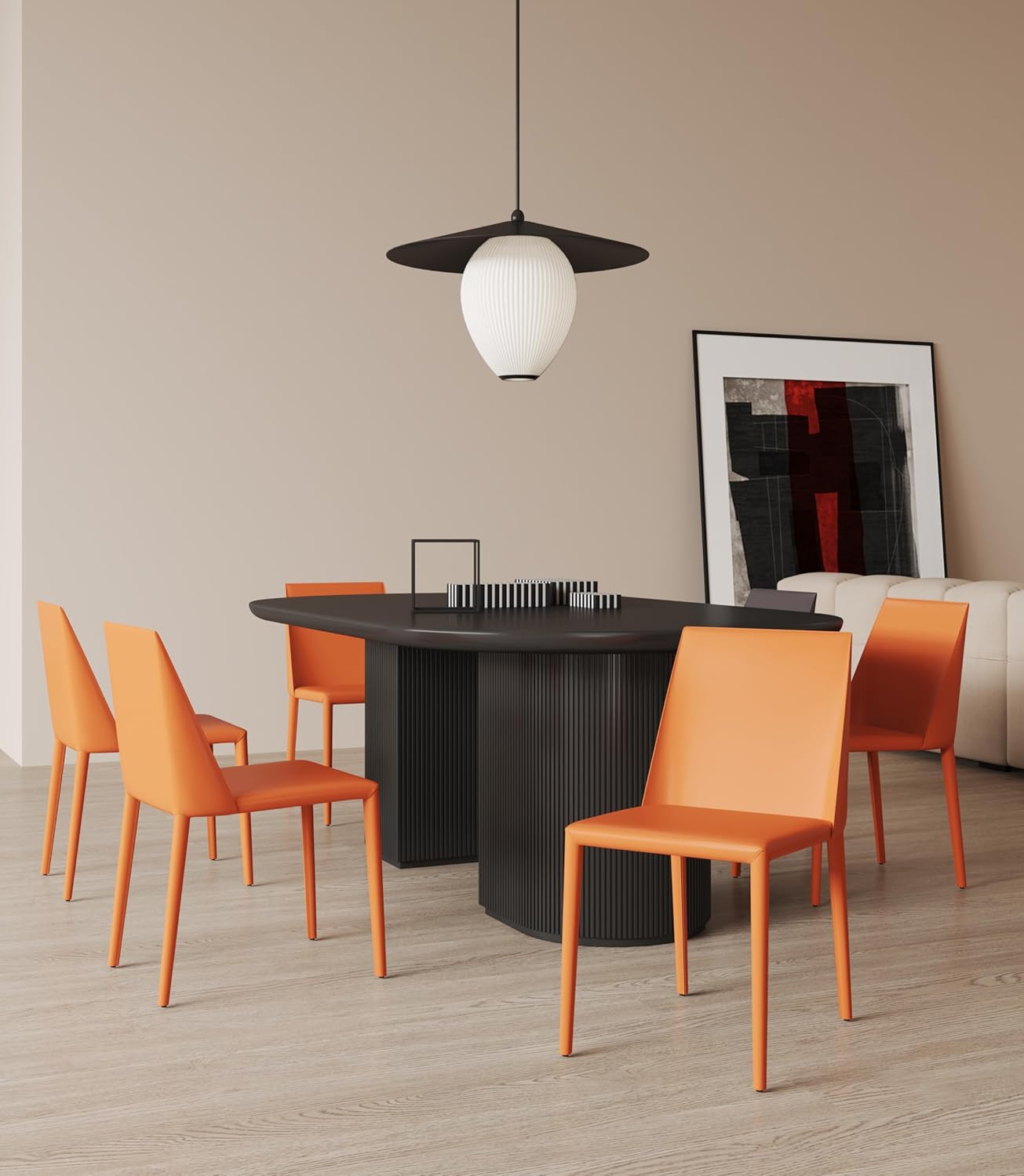 Manhattan Comfort Paris Modern Saddle Leather Dining Chairs, Metal Frame, Comfortable Padded Seat, Fully Assembled Kitchen Accent Furniture, Set of 2, Set of 2, Coral