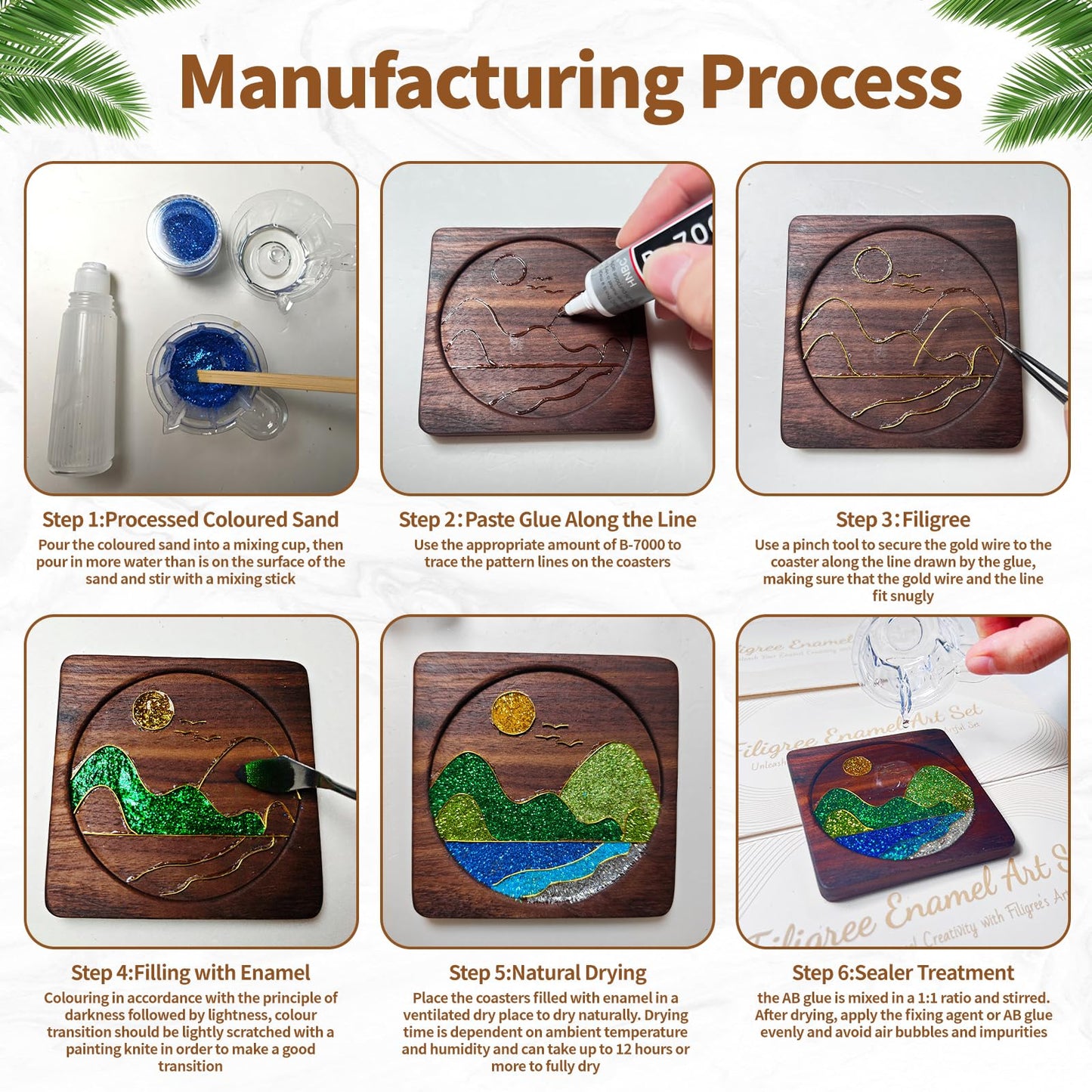Filigree Enamel Art Painting Crafts Starter Kit, DIY Enamel Craft Making Resin Crafts Coasters Kits, DIY Art Project Craft Kits for Adults Seniors Teens, Hobby Kits for Women, Handmade Home Decor Gift