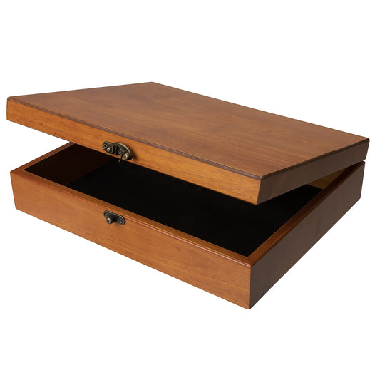 WE Games Old World Wooden Box with Brass Latch – Vintage-Style Wooden Keepsake Box for Jewelry & Trinket Storage, Light Cherrywood Finish