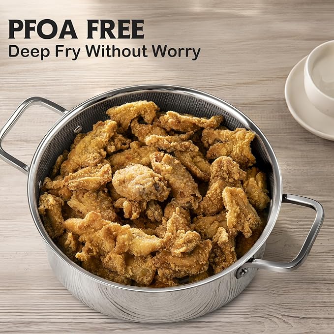 Saute Pan,Hybrid Non Stick 5 Quart Everyday Braiser pan,Chicken Fryer, PFOA Free Cookware,12 inch Deep Frying Pans with Lid,Dishwasher and Oven Safe,Works on Induction,Ceramic and Gas Cooktops