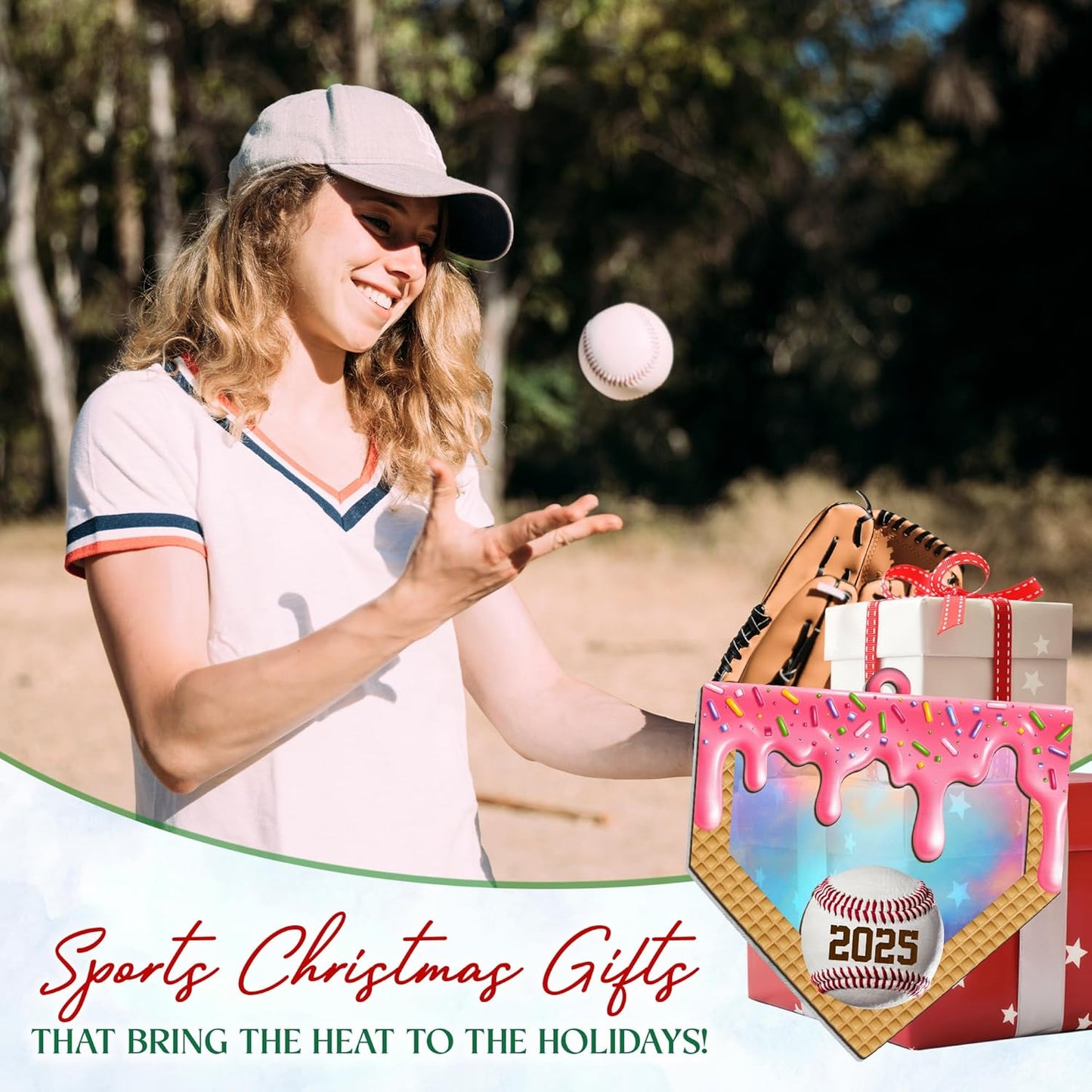 FLAGWIX Baseball Ornaments for Christmas Tree - Suncatcher Christmas Ornaments 2025 for Tree Decorations - Baseball Gifts for Sporty Girls, Baseballs Player Gifts for Teen Girls Daughter Granddaughter