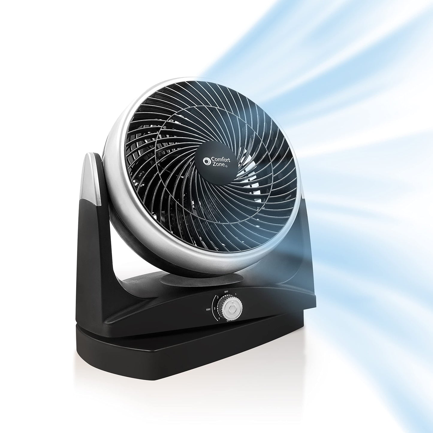 Comfort Zone 8-Inch Oscillating Desk Fan with 3 Speeds, 180 Adjustable Tilt Quiet Table Fan, Durable Electric Personal Fan for H