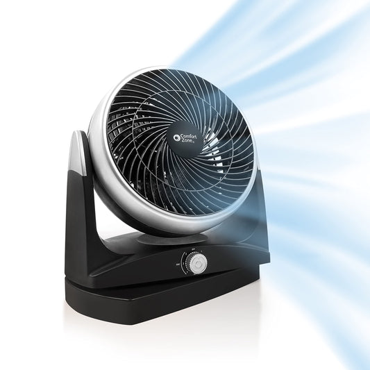 Comfort Zone 8-Inch Oscillating Desk Fan with 3 Speeds, 180 Adjustable Tilt Quiet Table Fan, Durable Electric Personal Fan for H