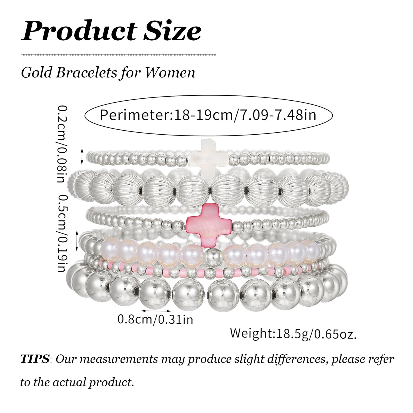 Harry and Henry Gold Beaded Bracelets for Women Gold Pearl Elegant Stackable Bracelets Set Trendy Jewelry Gifts Birthday Valentines Day Gifts for Women