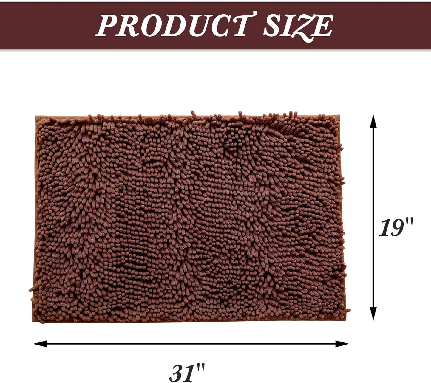 Non-Slip Bath Rug,Extra Soft Microfiber Bedroom Shag Carpet with Anti-Slip Backing,Water/Dust Absorbent Fast Dry Shower Mat,Sound Insulated Stairs Pad,Machine Washable (Coffee,19 x 31 Inches)