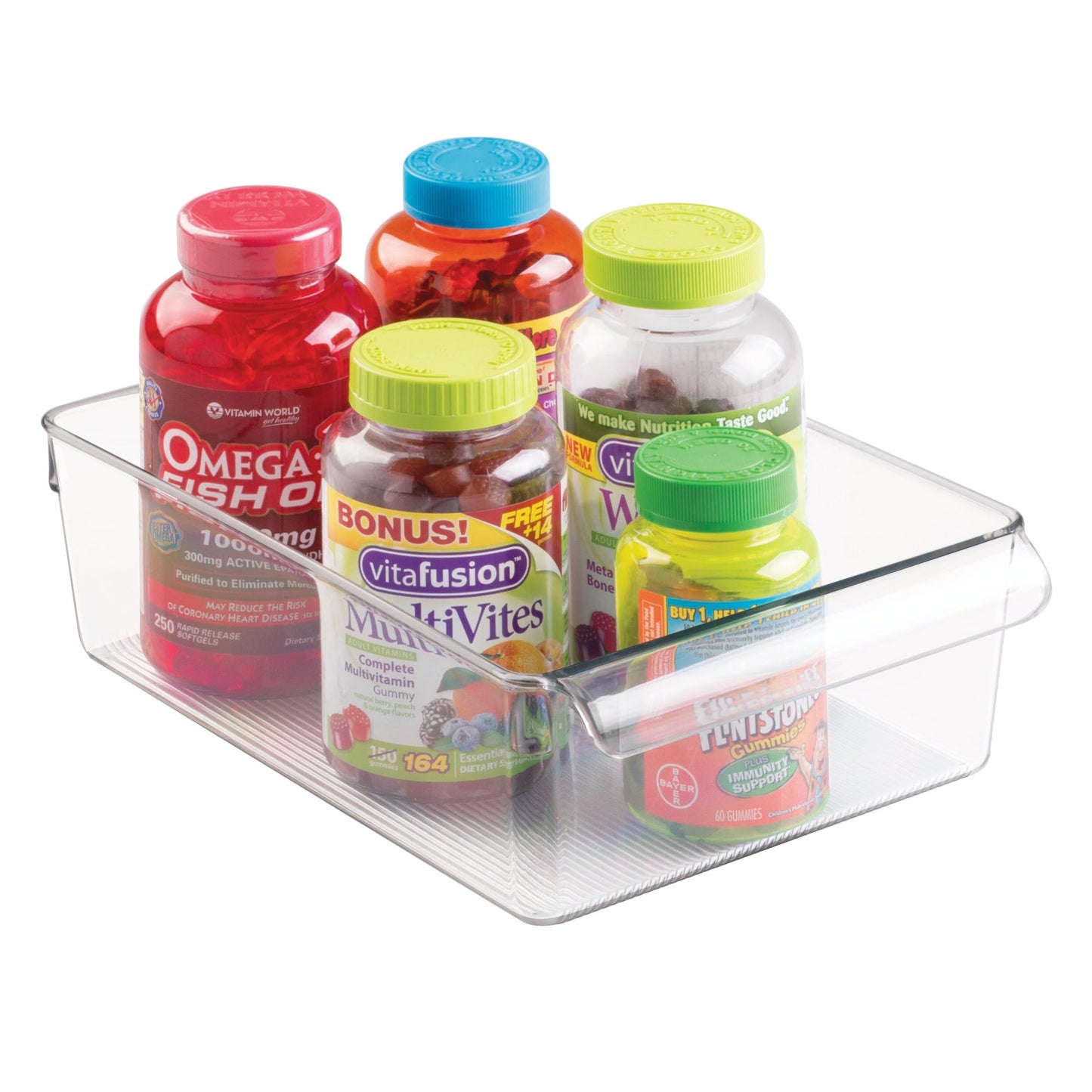 iDesign Linus Plastic Fridge and Freezer Storage Organizer Bin with Handle, Clear Container for Food, Drinks, Produce Organization, 8" x 11.5" x 3.5", Clear