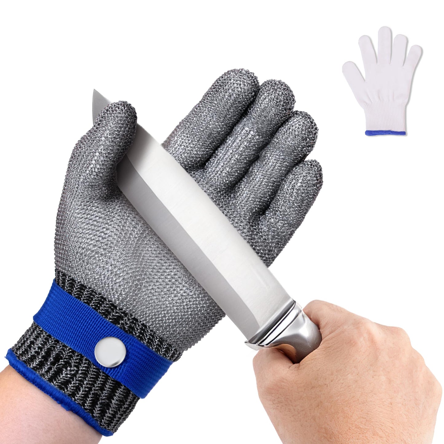 ZEEGO ANSI A9 Cut Resistant Glove, Food Grade Stainless Steel Mesh Metal Glove, Suitable for Mandoline, Kitchen Cooking,Butcher Meat Cutting and Oyster Shucking(Large Size)