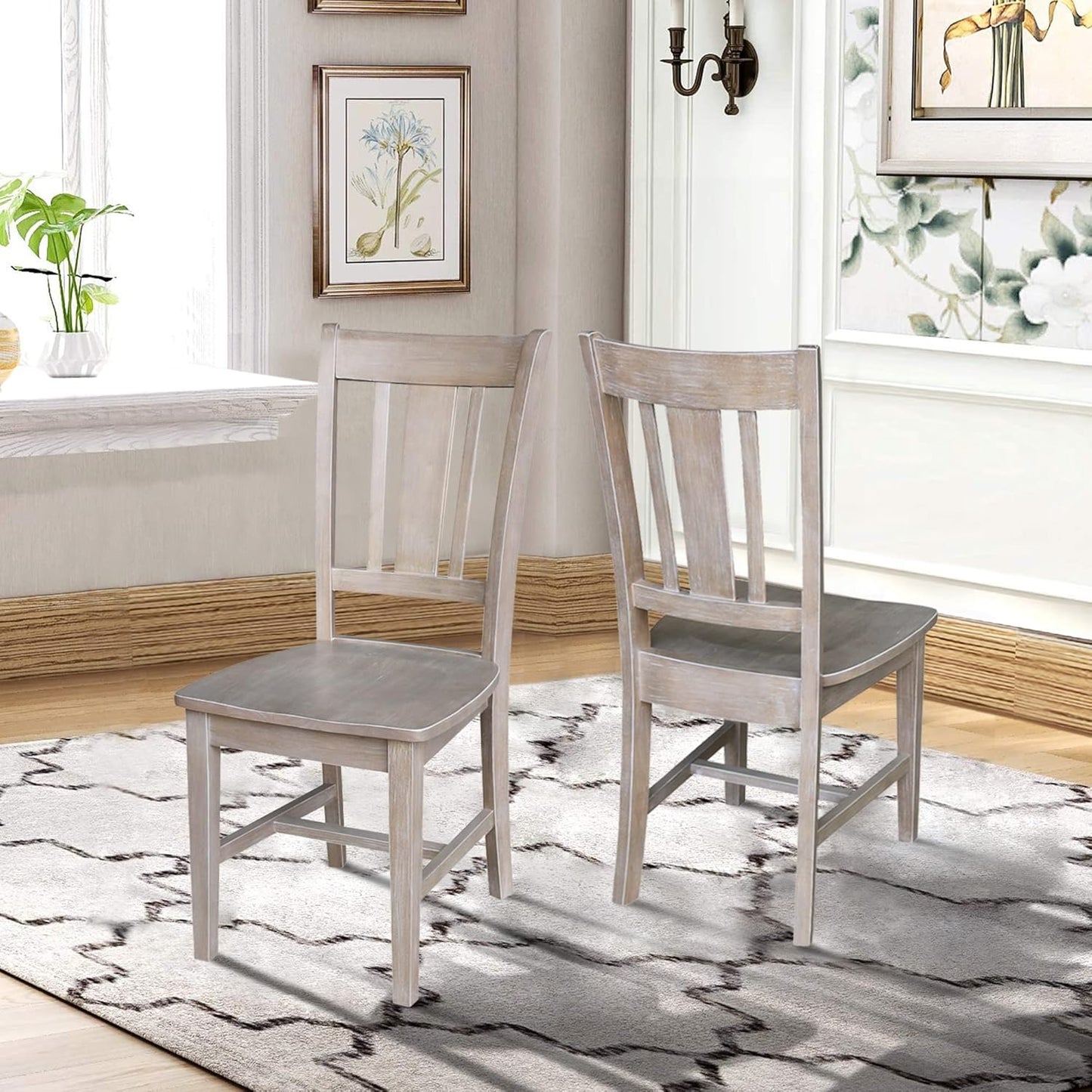 International Concepts Set of Two San Remo Splatback Chairs, Washed Gray Taupe