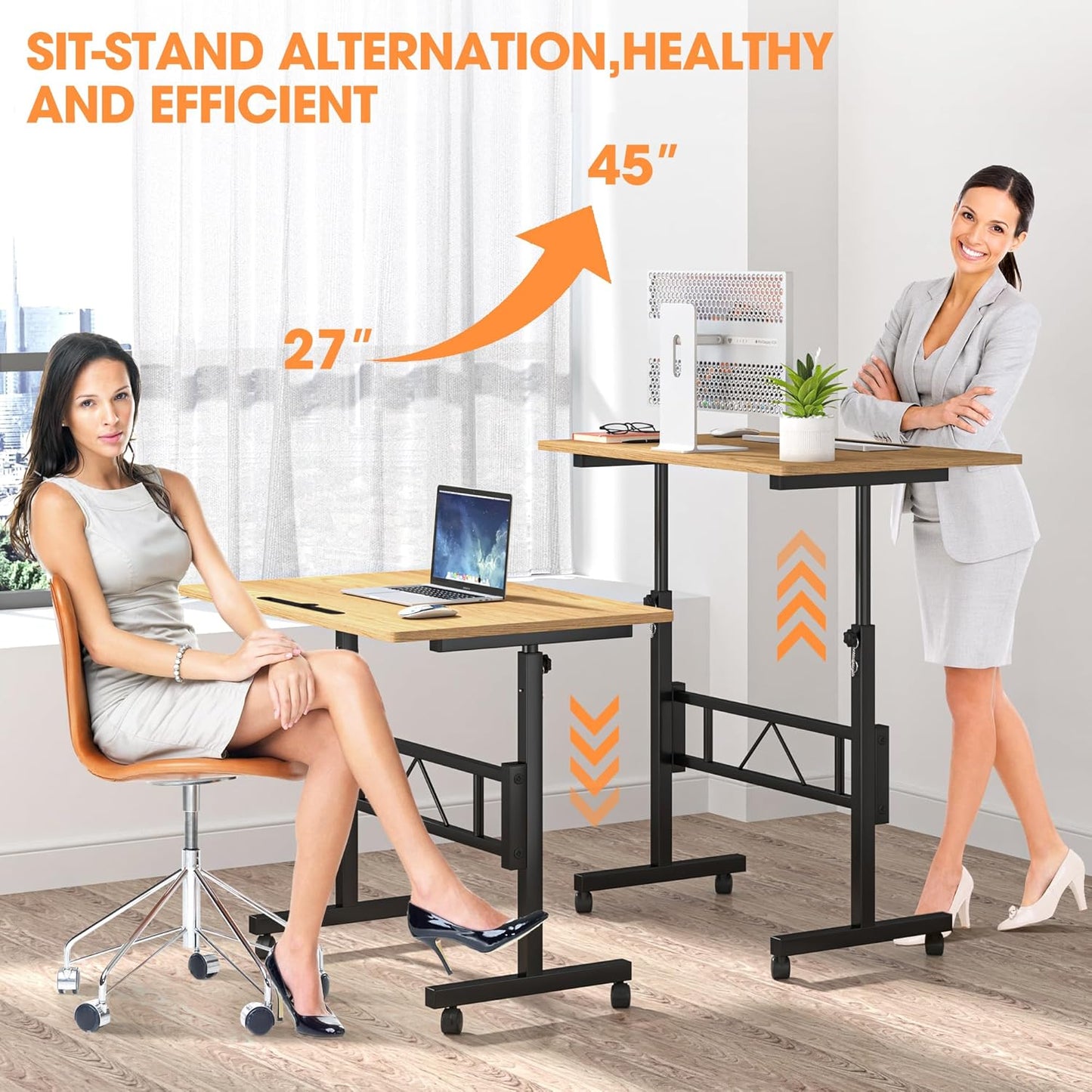 Klvied Small Standing Desk Adjustable Height for Sitting and Standing, Portable Laptop Table for Walking Pad,Oak