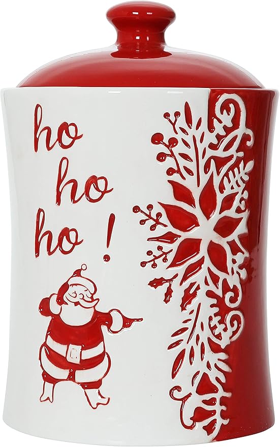 Stephanie Imports Ho Ho Ho! Christmas Themed Winter Holiday Ceramic Cookie Jar
