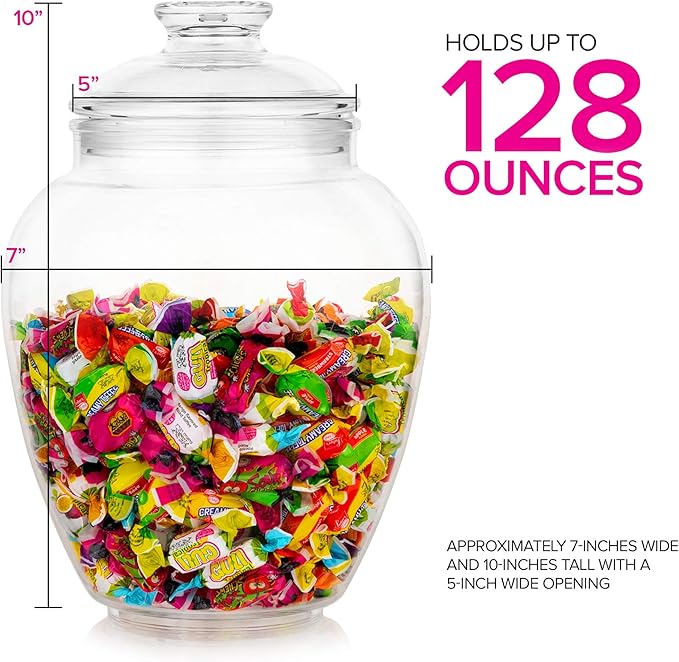 Modern Innovations 128-Ounce Candy & Cookie Jar with Lid, 1 Gallon Premium Acrylic Clear Apothecary Jar, Wedding & Home Décor Centerpiece, Decorative Kitchen Storage Jar, Bathroom Organization