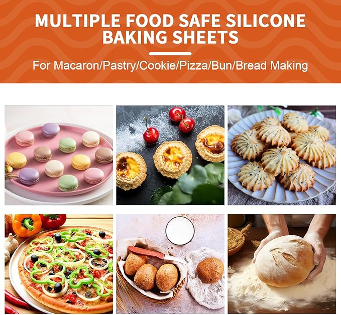 KitchenRaku 2-Pack Silicone Baking Mat, 16.5"x11.6" Reusable Silicone Baking Sheets for Oven, BPA Free Nonstick Bakeware Mats for Cookies, Macarons, Bread and Pastry