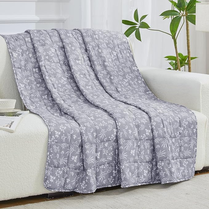 yescool Weighted Blanket for Adults (20 lbs, 48" x 72", Dove Grey) Cooling Heavy Blanket for Sleeping Perfect for 140-160 lbs, Twin Size Breathable Blanket with Premium Glass Bead, Machine Washable