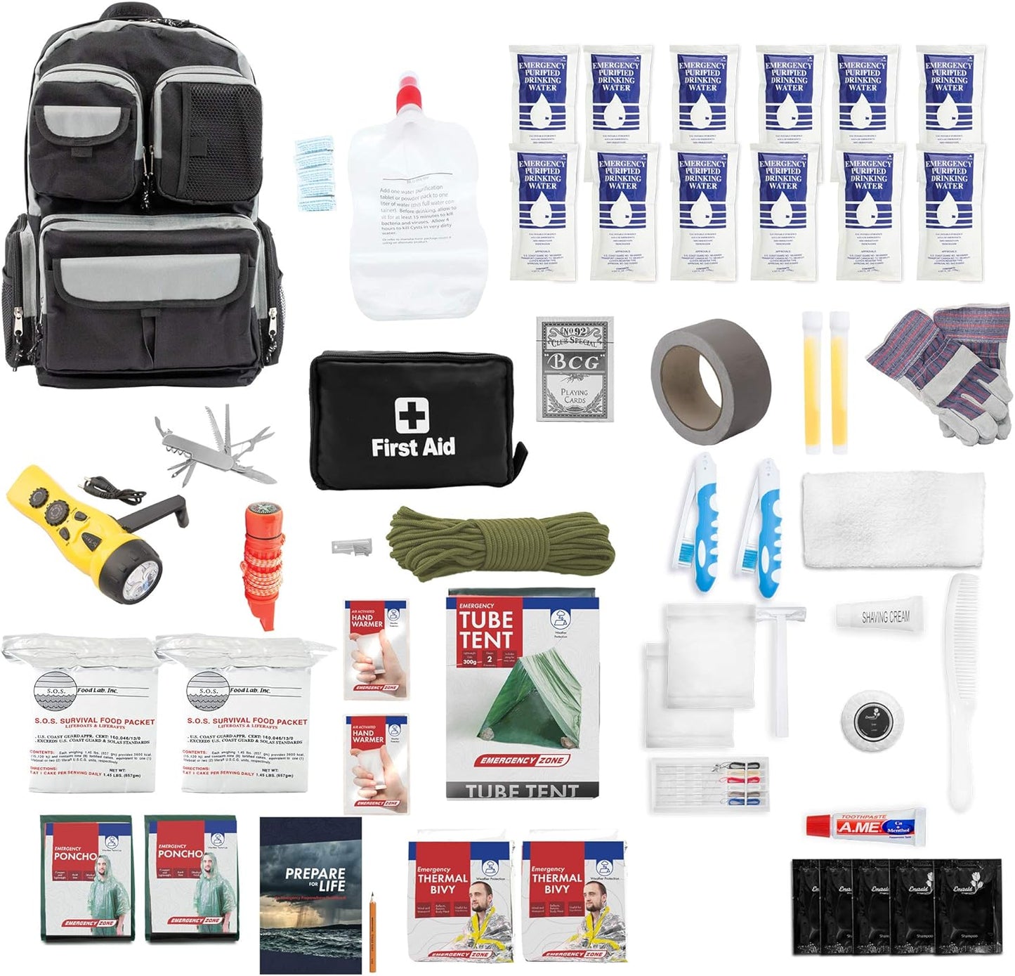 Urban Survival Bug-Out Bag/Go Bag and Disaster Survival Supplies for up to 6 People | Survival Kit for Wildfires, Hurricane, Civil Unrest & More