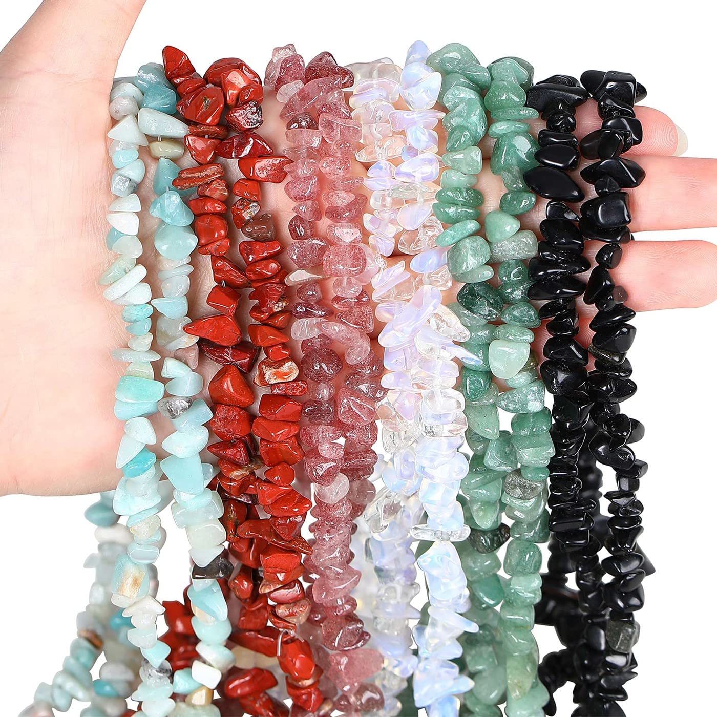 LAIDANLA Red Jasper 400pcs Natural Chip Stone Beads 5-8mm Healing Crystal Irregular Gemstones Drilled DIY Loose Rocks Bead Crystal for Bracelet Earrings Necklace Jewelry Making Crafting