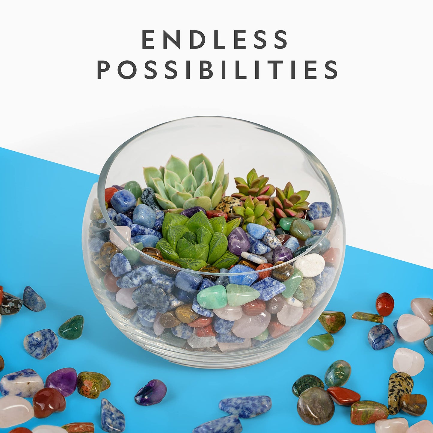 National Geographic Premium Polished Stones - 2 Pounds of 1/2-Inch Tumbled Stones and Crystals Bulk, 4500+ Carats, Rock and Mineral Kit, Rocks for Kids, STEM Toys
