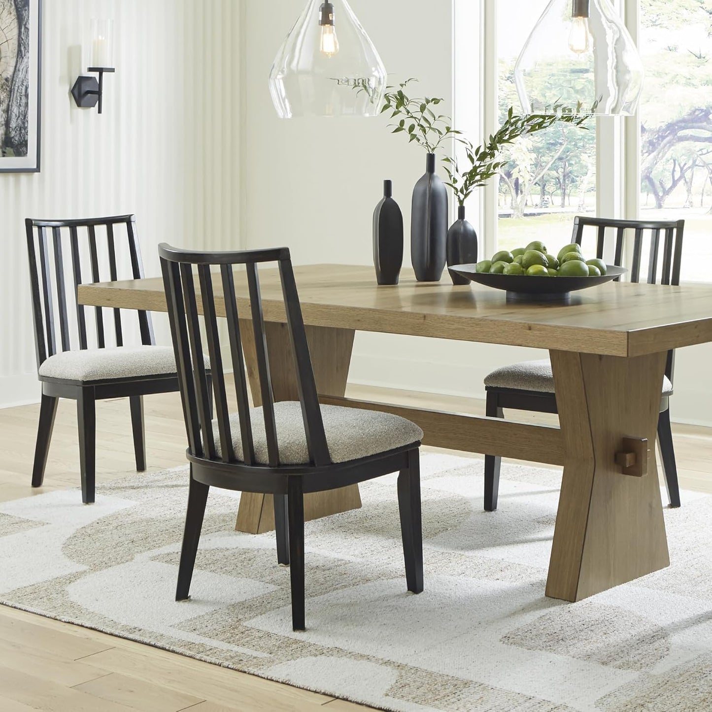 Signature Design by Ashley Galliden Urban Upholstered Armless Dining Chair, Set of 2, Black & Light Gray